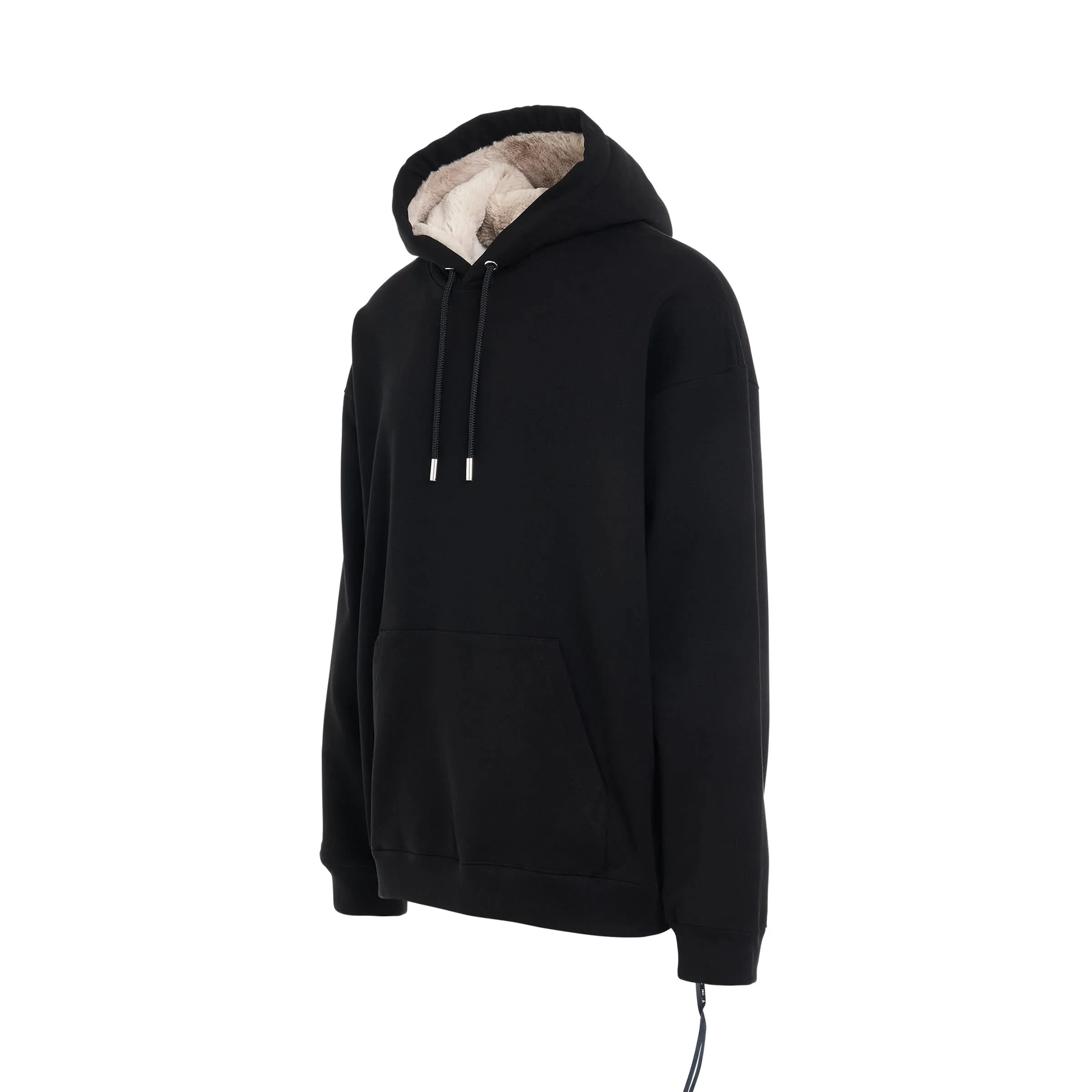 Sherpa Lined Hoodie in Black/Grey