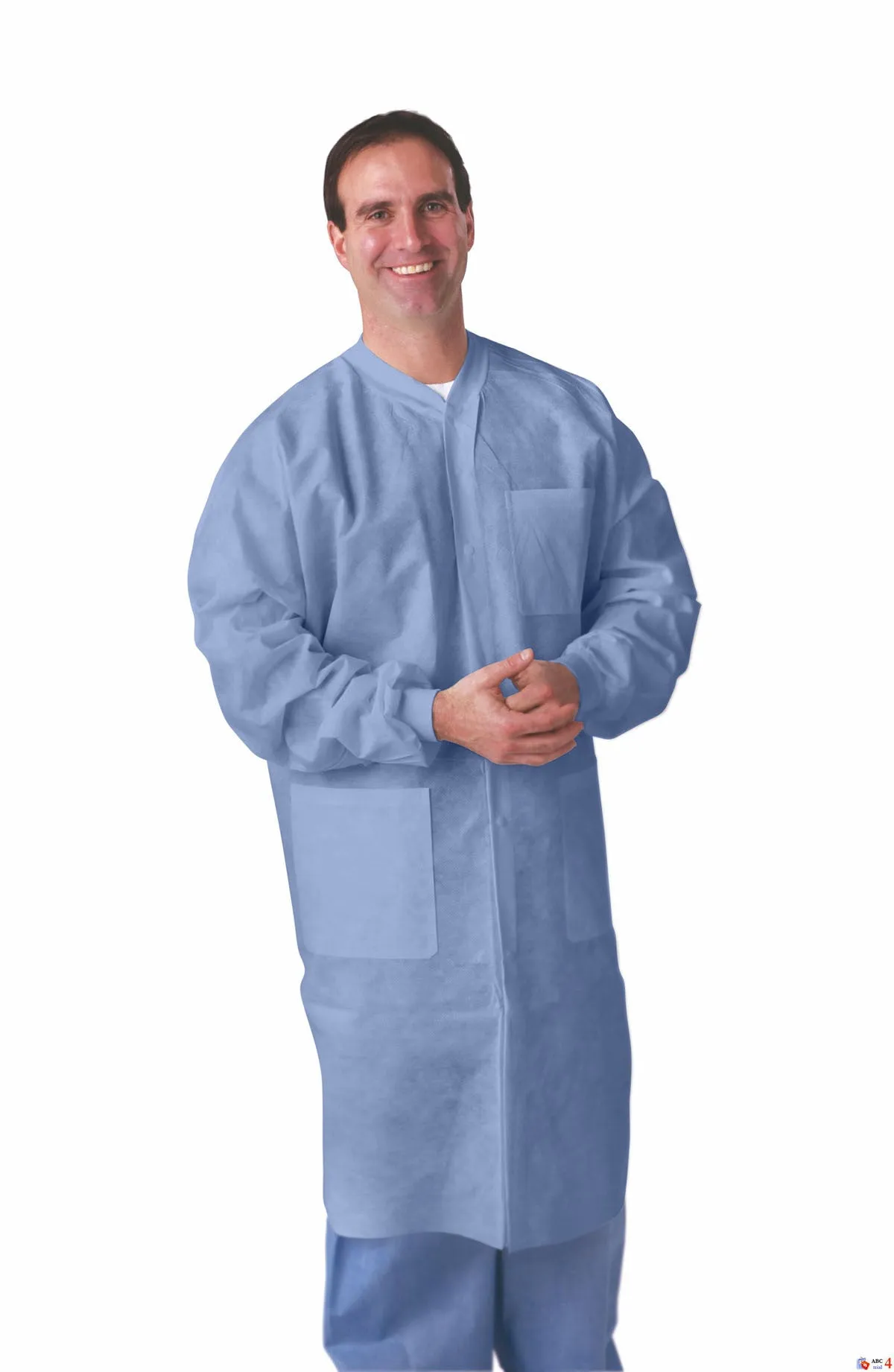 SMS Lab Coats Blue or White with Knit Collar & Cuffs (Case of 30)