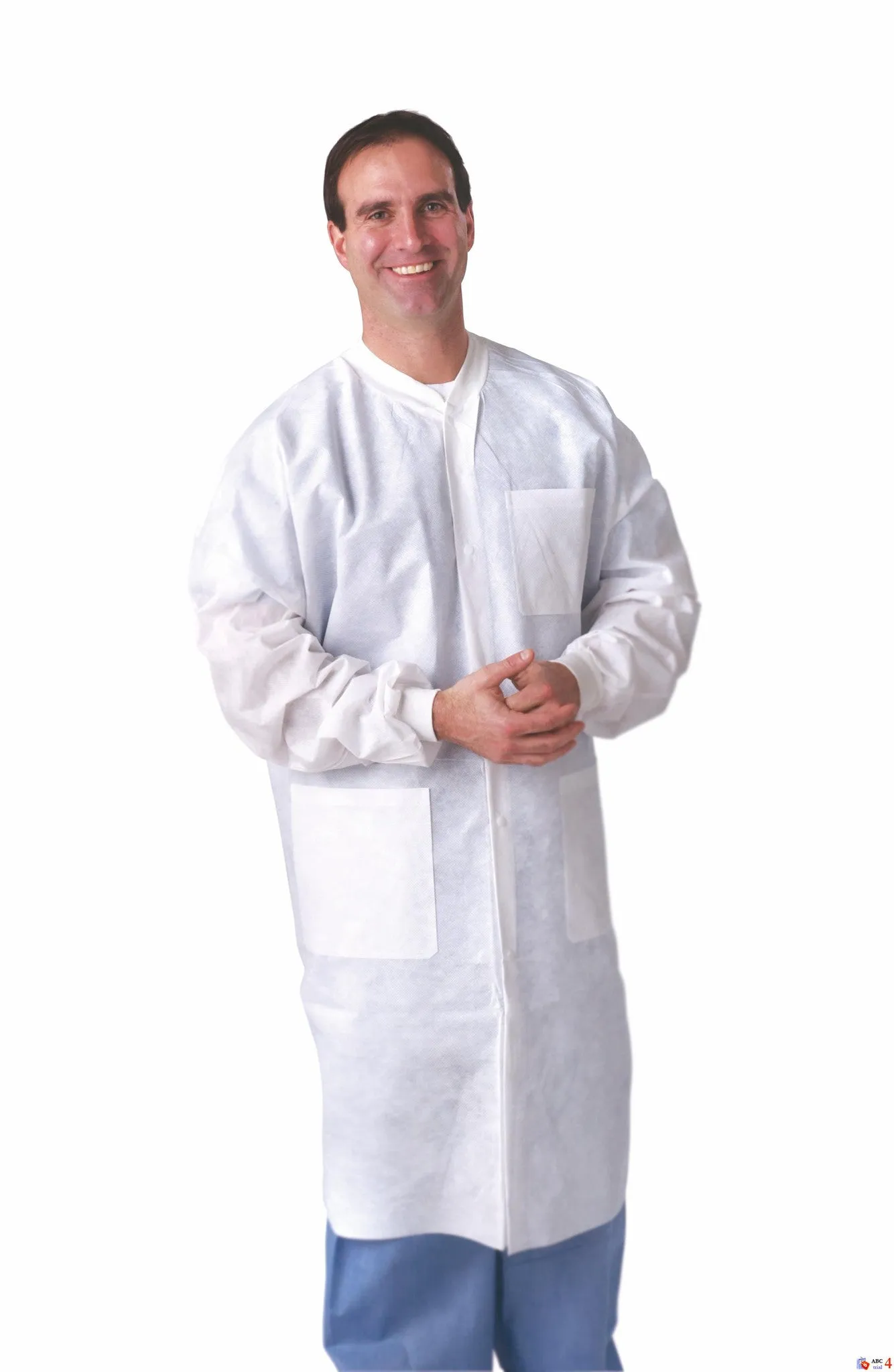 SMS Lab Coats Blue or White with Knit Collar & Cuffs (Case of 30)