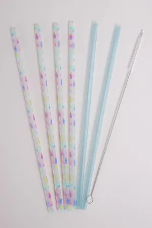 Swig Lake Girl   Aqua Glitter Reusable Straw Set