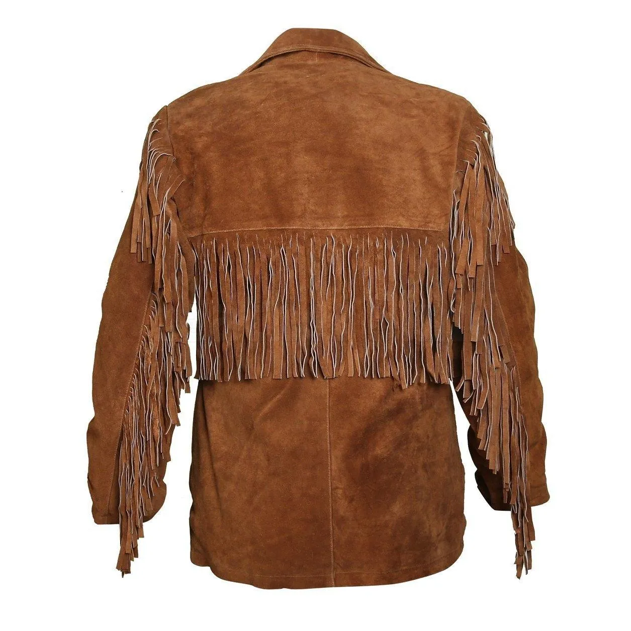 Tawny Suede Western Leather Jacket with Fringes