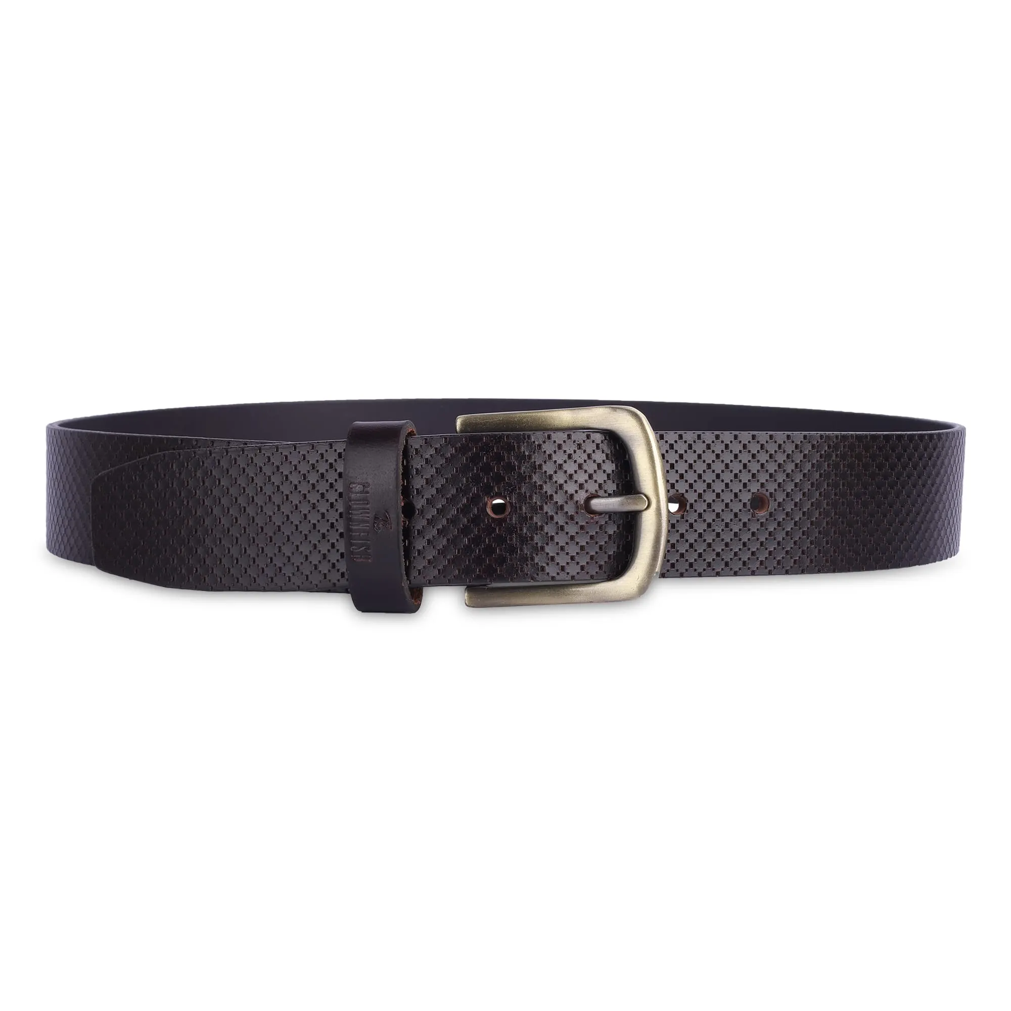 THE CLOWNFISH Men's Genuine Leather Belt with Embossed Design - Dark Chocolate (Size - 36 inches)