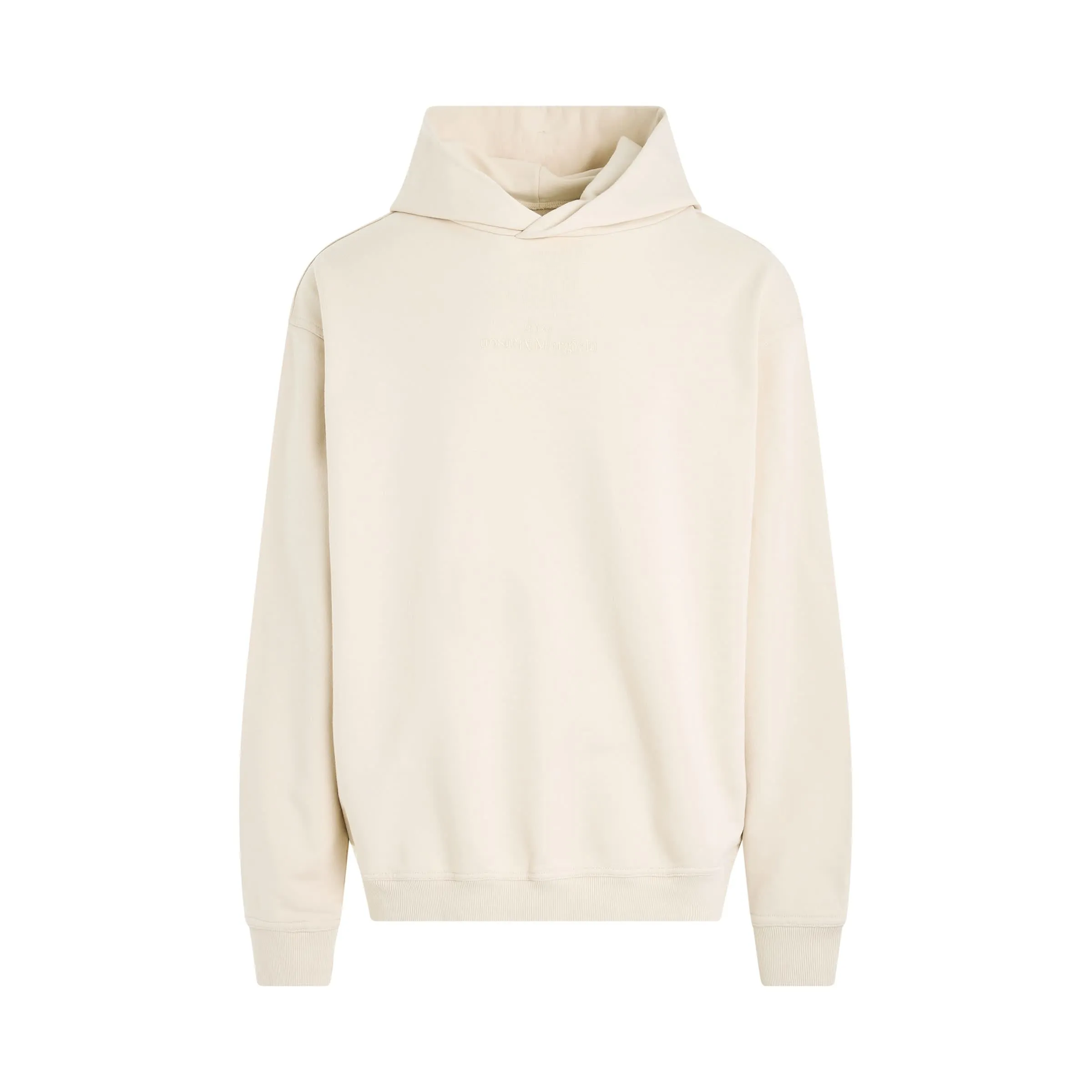 Upside Down Logo Hoodie in Beige