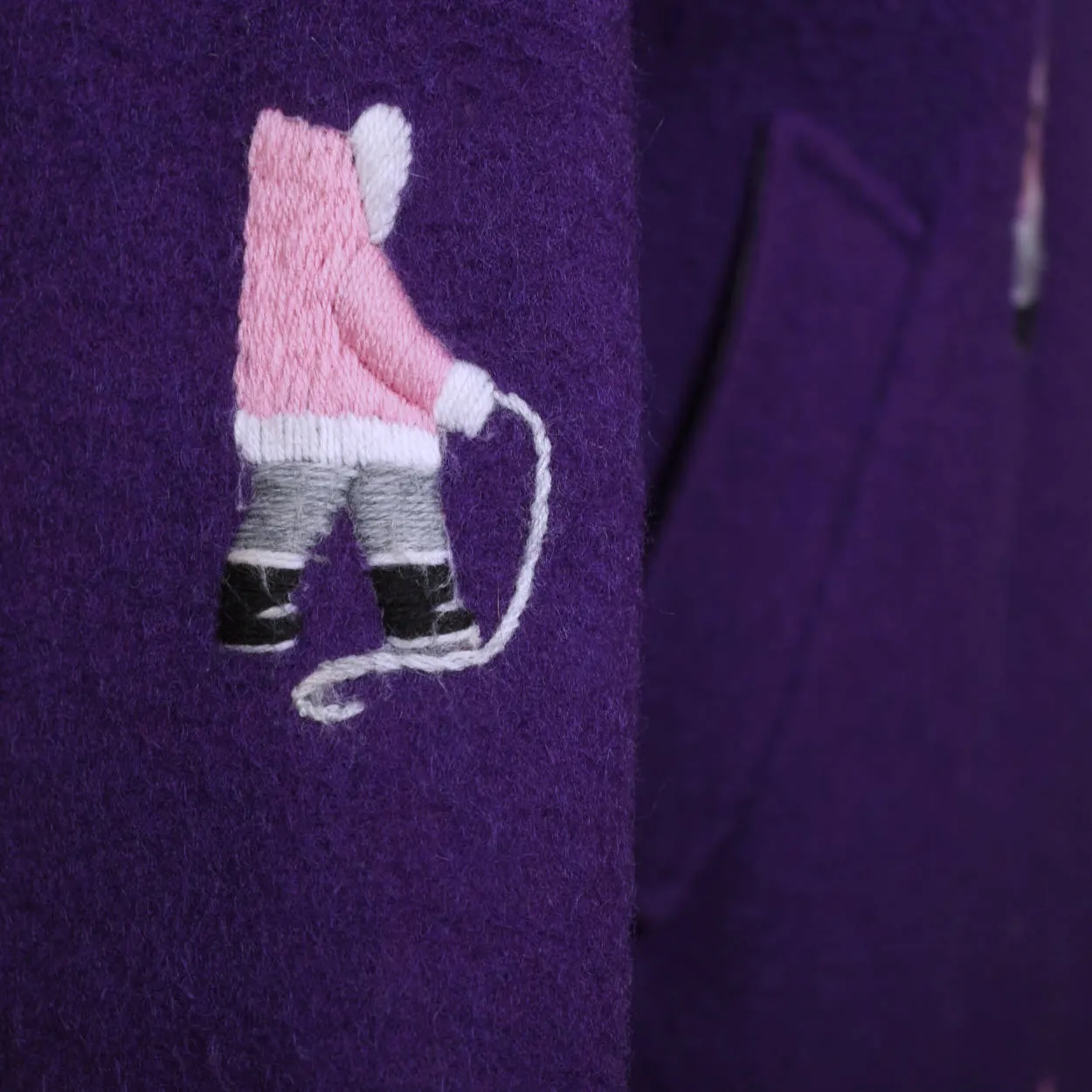 Vintage Eskimo Duffle Parka Coat Grenfell Handicrafts Embroidered Purple Wool L