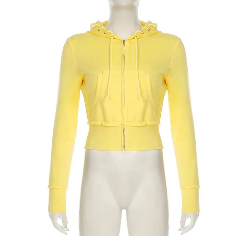 Women's Drawstring Hooded Hoodie & Pants Set - Solid Zipper Two-Piece Outfit for Autumn & Winter